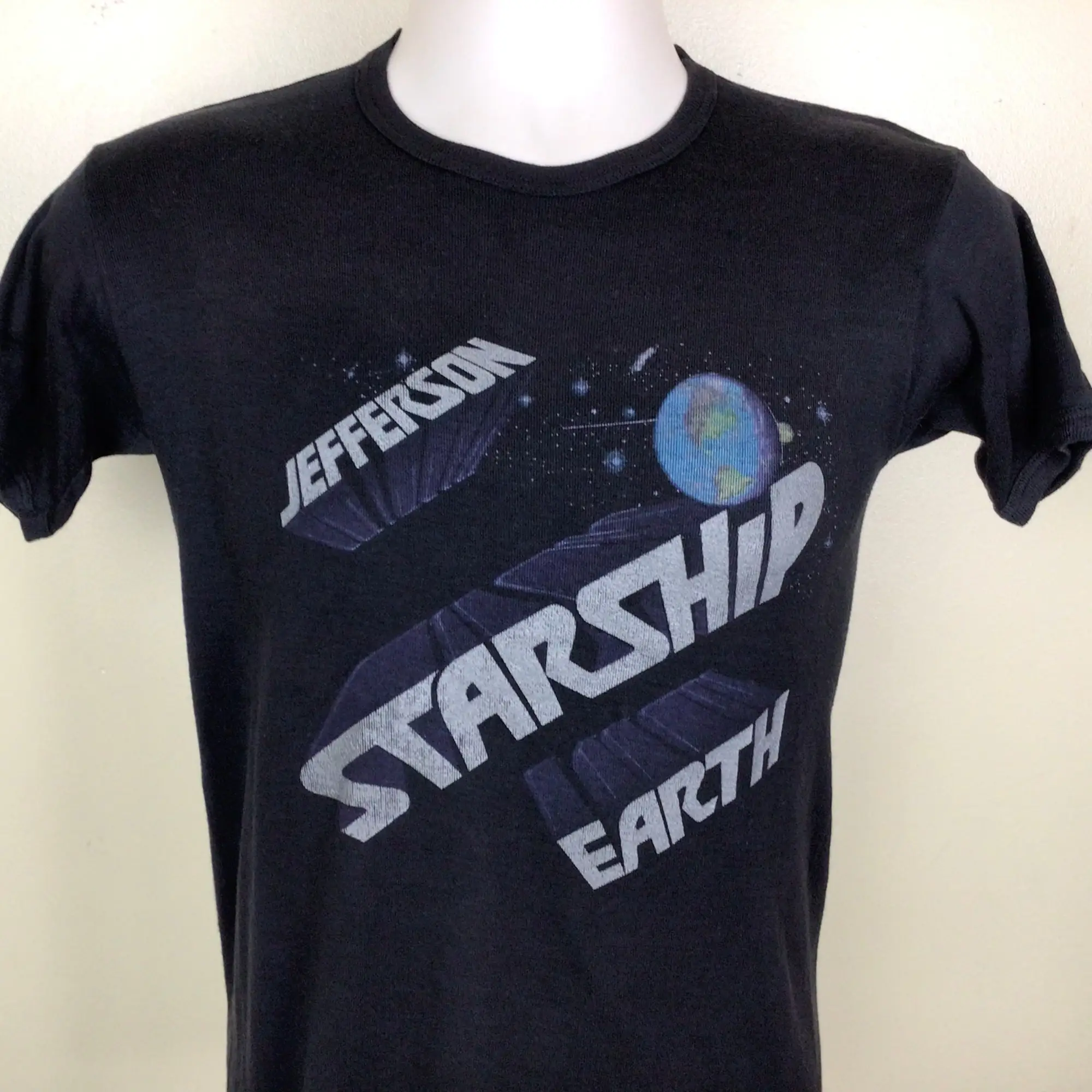 Vtg 1978 Jefferson Starship Earth TShirt Black S/M 70s Classic Psych Rock Band Psychedelic Space