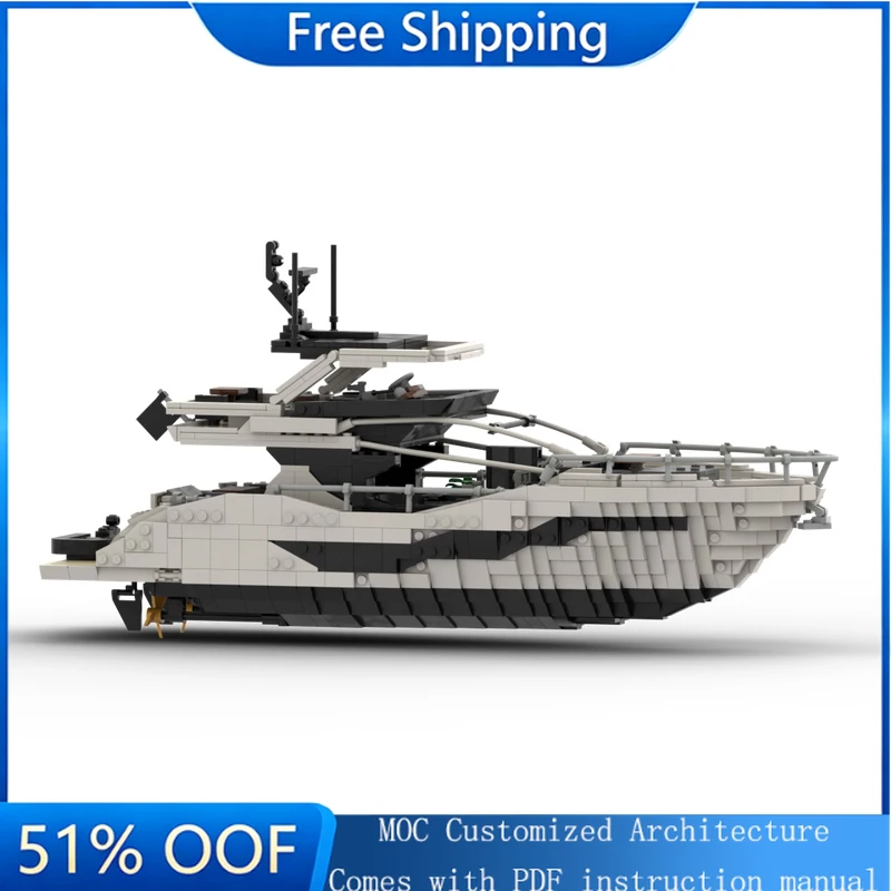 

2064 PCS MOC City Transportation Luxury Flybridge Yacht Model Custom Puzzle Bricks DIY Creative Assembly Kids Puzzle Xmas Gifts