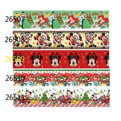 10Yards Christmas Disney Princess Mickey Mouse Grosgrain Ribbon for Gift Box Packaging DIY Craft Materials