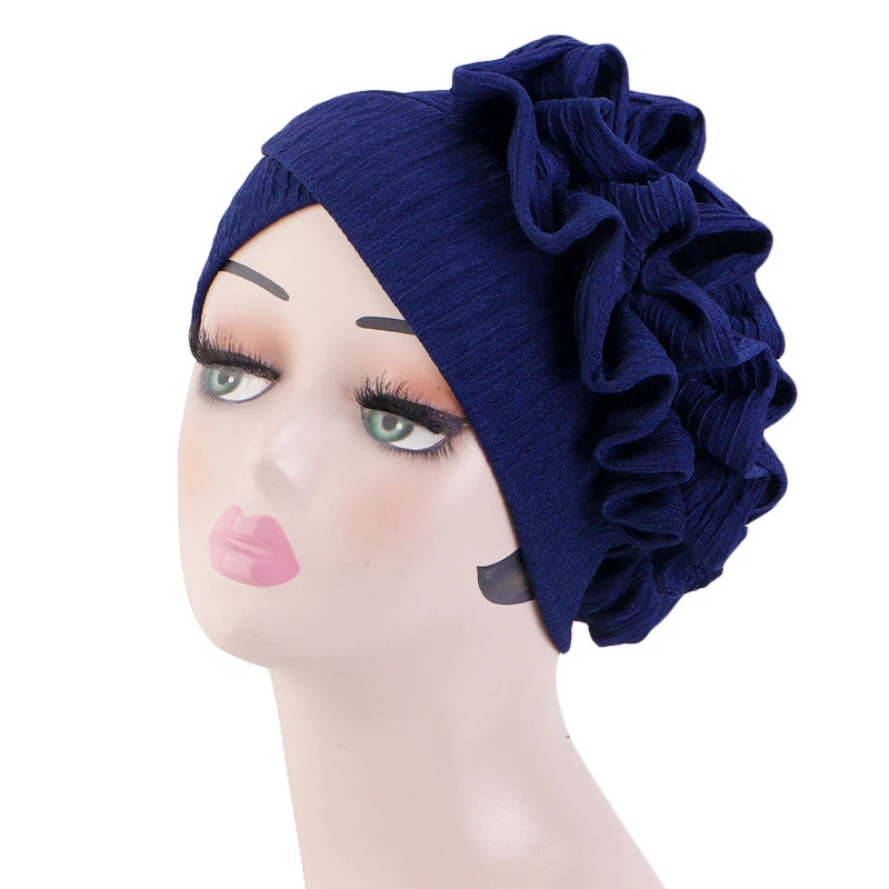 2024 New Ruffles Turban Women Muslim Hijab Stretch Bonnet Beanie Chemo Cap Headscarf Head Wrap Hair Loss Headwear Turbante Mujer