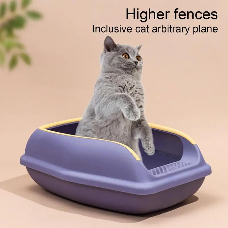 Large Capacity Cat Litter Box Semi-closed Plastic Sand Box For Cats Pet Toilet Anti Splash Cat Tray Cleaning Bath Basin Supplies