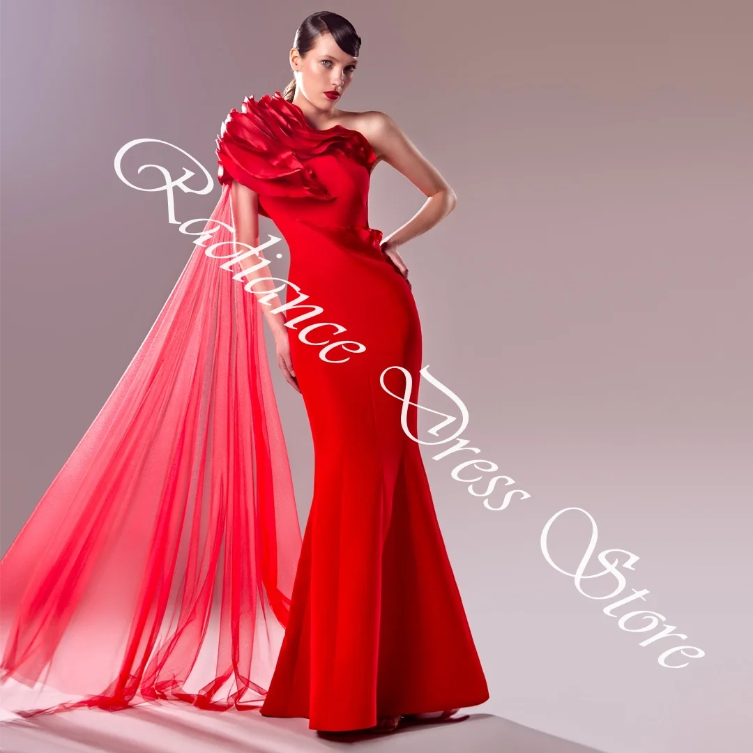 تخصيص حساسة جيرسي حورية البحر كتف واحد المتدرج فساتين السهرة قصيرة الأكمام سستة الظهر واتو قطار حفلة موسيقية الدكتور #6