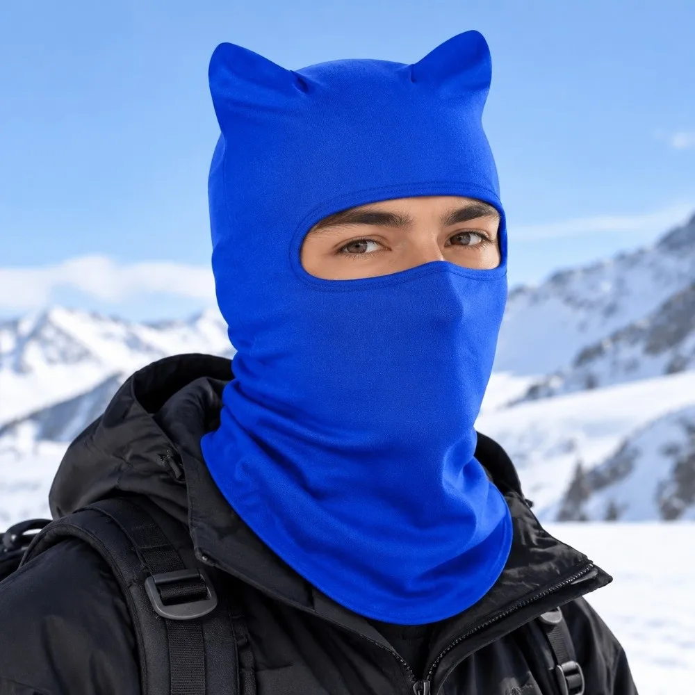 Dust Protection Polyester Fiber Cat Ear Face Mask Sun Protector Windproof Neck Gaiter Soft Breathable Balaclava Hat Hiking