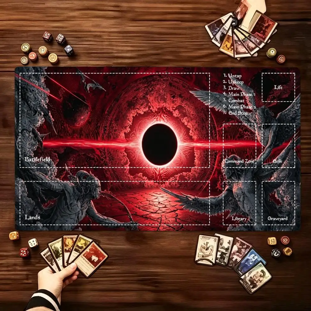 Dark Red Eclipse Cosmic Horror Game Mat Smooth Thick Rubber Play Mat For Tabletop Card Entertainment Laptop Desktop Peripherals