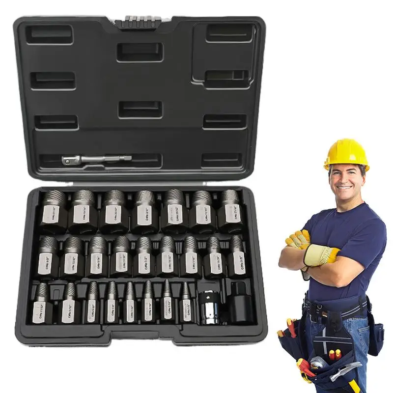 Broken Bolt Extractor Kit Easy Out Bolt Remover Heavy Duty Hand Drill Bits Bolt Extractor Drill Bit Set Hard Broken Nuts Bolts