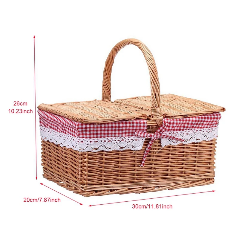 Picnic Basket Practical Pastoral Style Basket Decorative Fabric Storage Basket Flower Basket For Home Outdoor