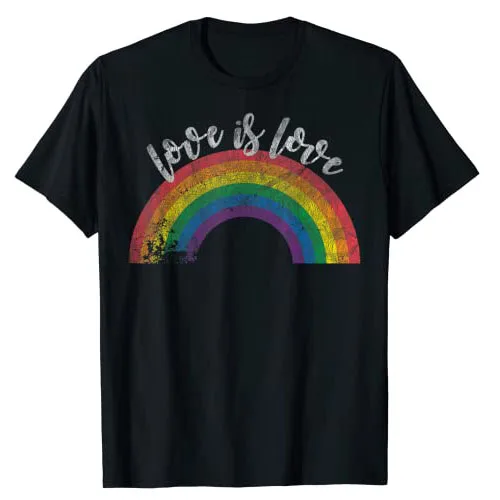 T-shirt à imprimé coloré arc-en-ciel vintage, blouses à manches courtes, t-shirt amusant, t-shirt graphique fier, Gay Pride, LGBT Love Is Love, LgCustom q