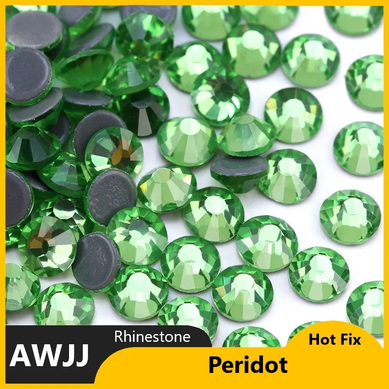 SS6-SS30 Green Series Color Better DMC Hot Fix Rhinestones,Glass Strass Hotfix Iron On Rhinestones Sewing & Fabric Decorations