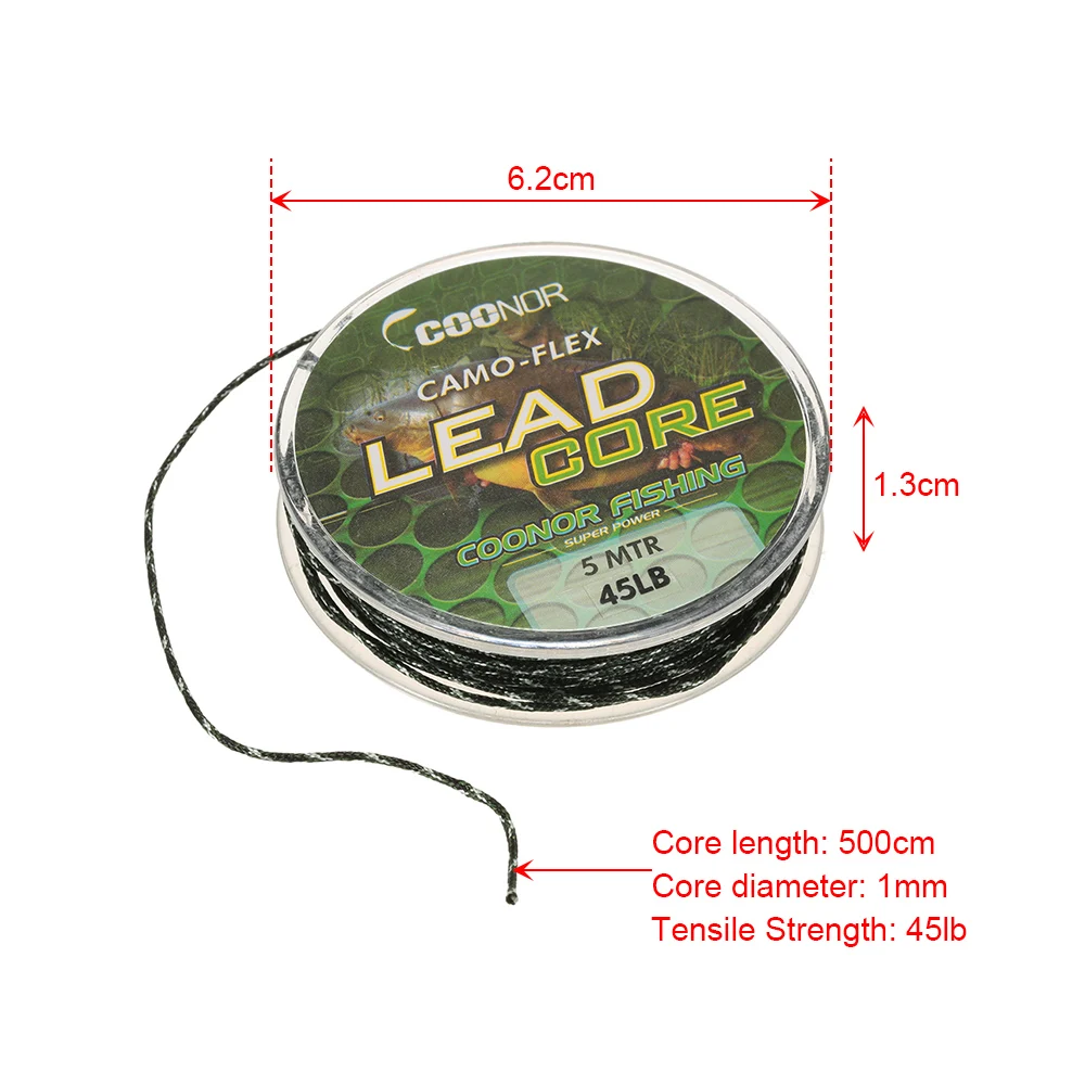 Lixada 35lb / 45lb / 55lb 5m Fishing Line Leadcore Braided Camouflage Carp Hair Rigs Lead Core Fishing Tackle Lineas de pesca