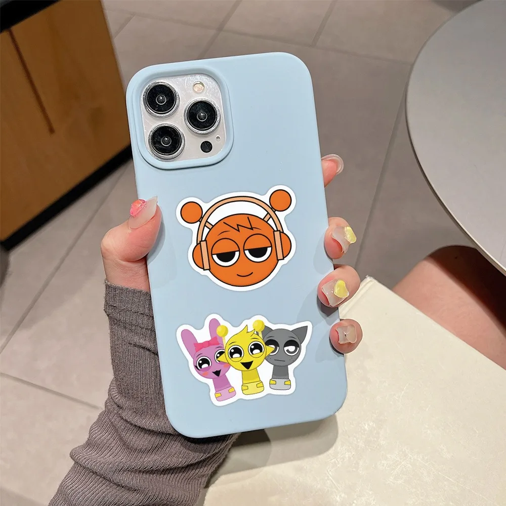 55 sztuk Cartoon Sprunki naklejki Kawaii Anime naklejki na laptopa walizka deskorolka gitara telefon naklejka z motywem kreskówkowym Kid Gift Toys