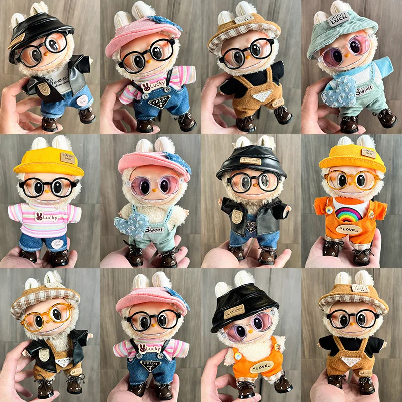 Labubu Blind Box Hängende Puppenkleidung Set 17 cm Plüschtier Tragbares Kostüm Spielzeugfigur Sammlerstück Animation Derivativ