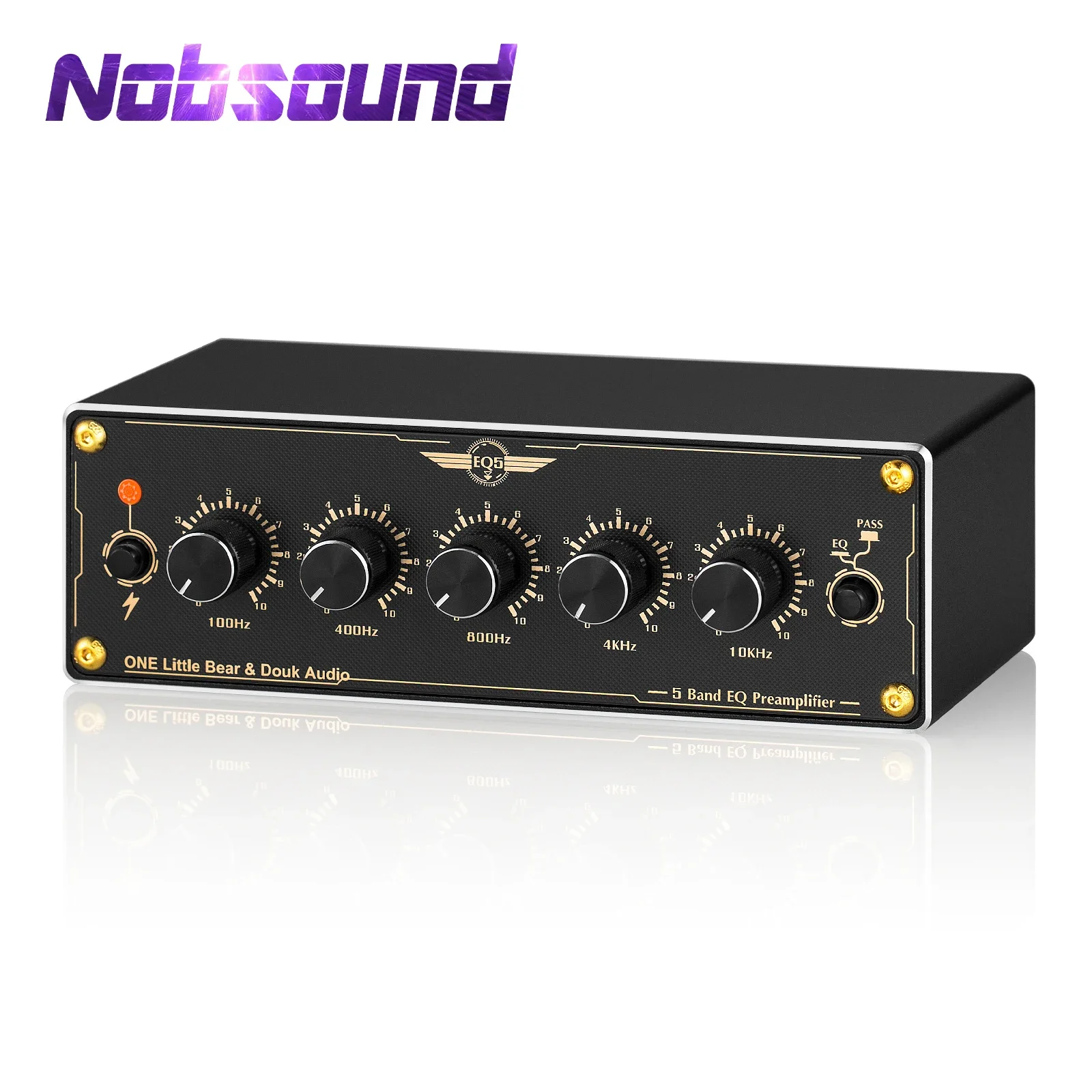 Nobsound EQ5 2.0 Channel Mni 5-Band Analog EQ Preamp Audio Equalizer Home/Car Audio Processor Stereo Pre-amplifier