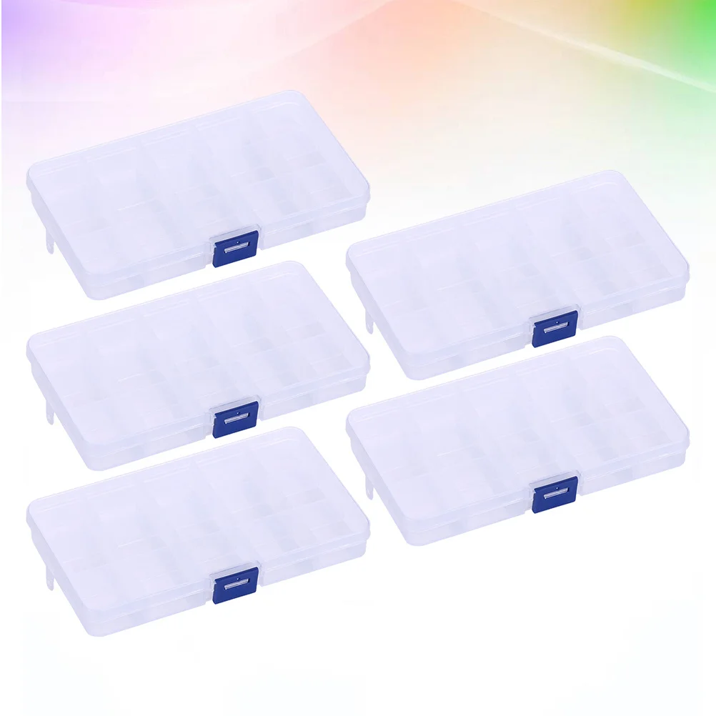 

5Pcs Jewelry Storage Box Clear 10 Grid Organizer Large Desktop Holder for Earrings Necklaces Fishing Tackle Desk Organizer