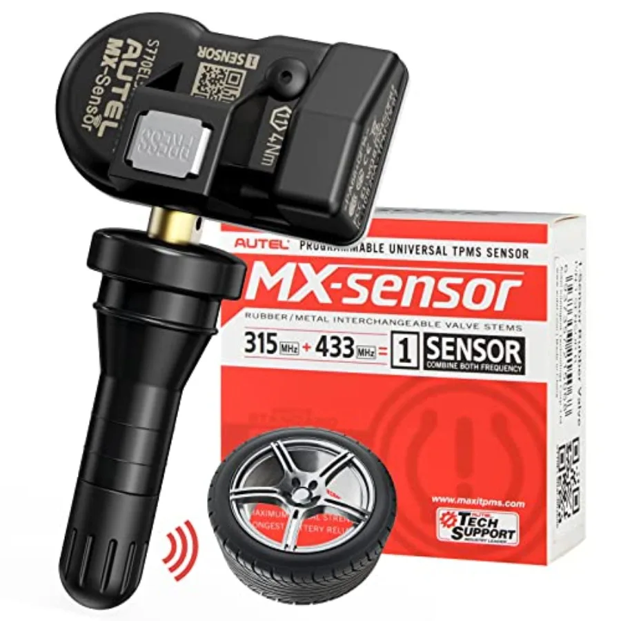 

TPMS Sensor 2in1 MX Sensor 315MHz 433MHz Tire Prure Sensors, OEM Quality Universal TPMS Sensors in Rubber, Programmed by TS408S