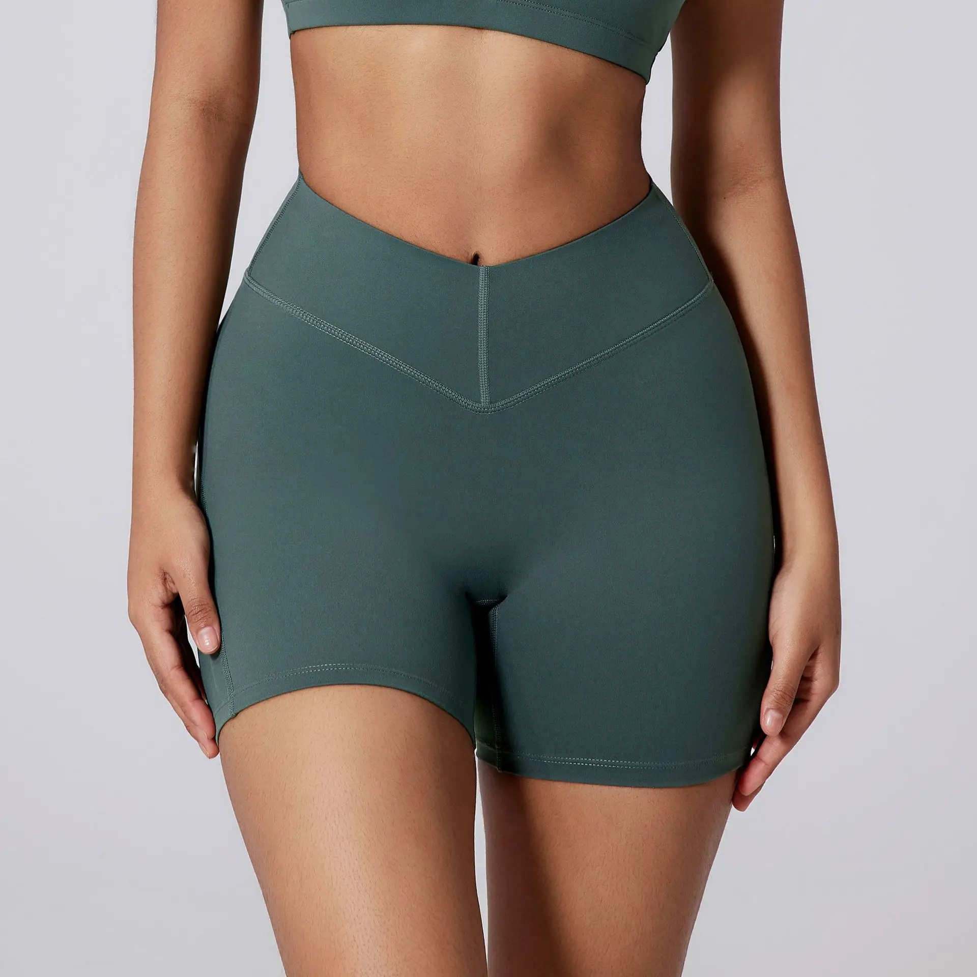 

Women High Waist Crossover Yoga Shorts Solid Color Stretch Workout Pants Slim Fit Running Fitness Bottoms Gym Training Leggings