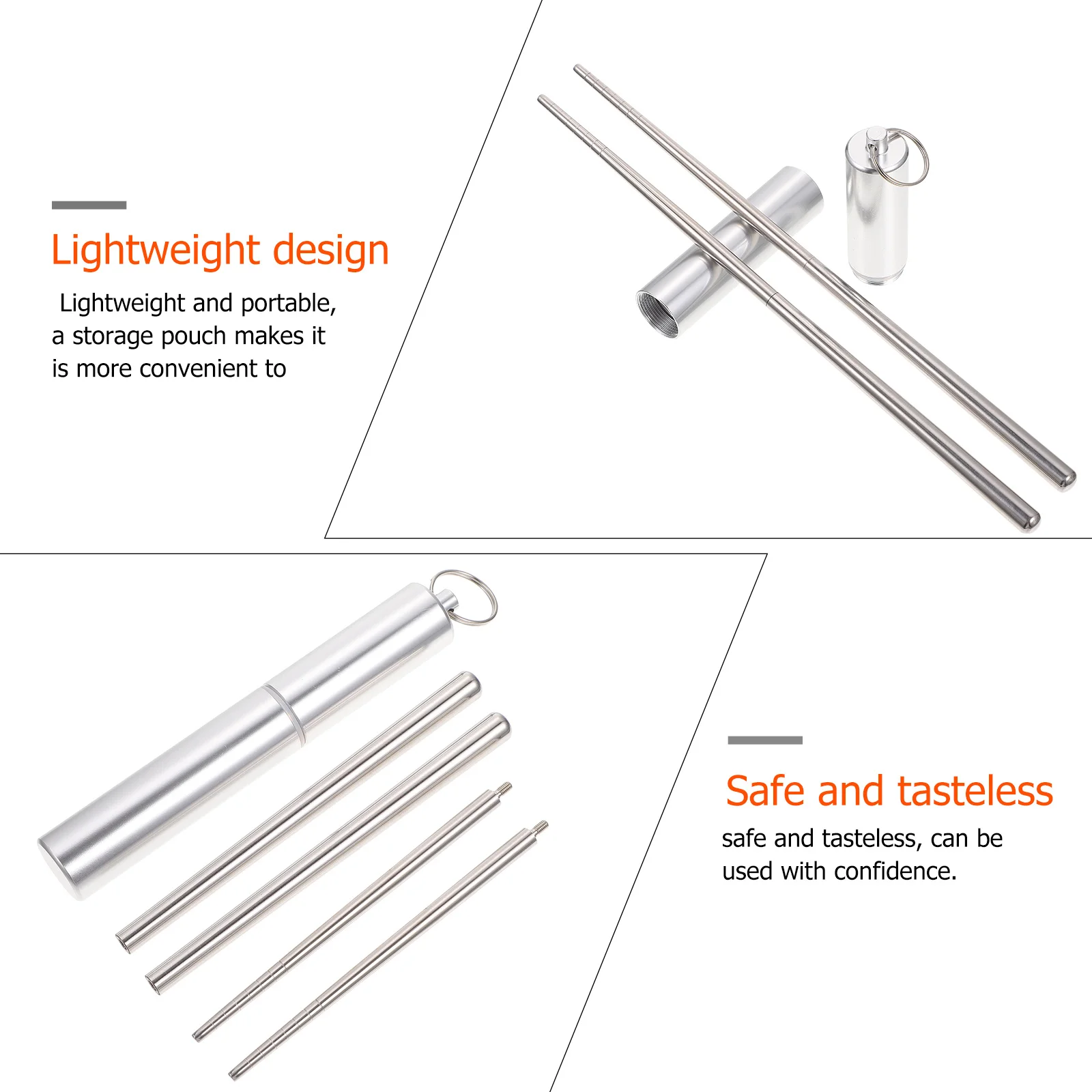 

1 set 1 Set Stainless Steel Chopsticks Set Smooth Tableware Portable Kitchen Dining Utensils For Indoor Outdoor Parties