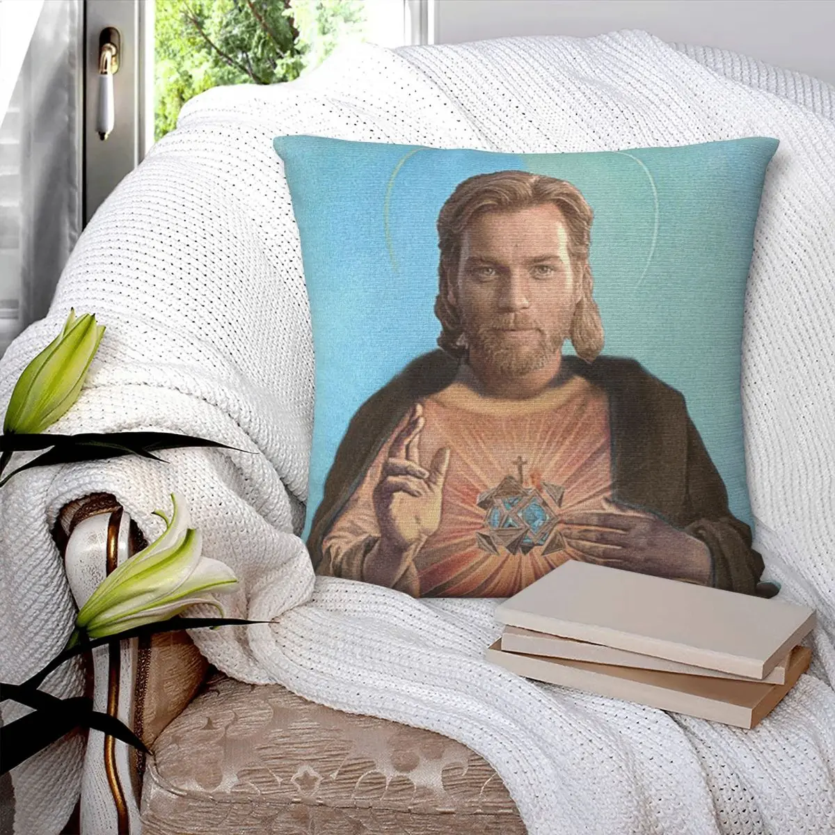 Obi-Wan Kenobi Jesus Pillowcase Soft Polyester Cushion Cover Decorations Pillow Case Cover Seat Drop Shipping 45X45cm