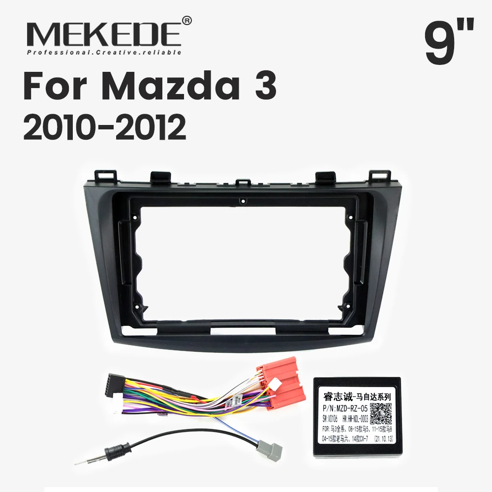 Car Radio Main Frame Bezel Kit For Mazda 3 2010 2011 2012 9inch Dashboard Single Frame Cable Canbus Panel Radio Bezel Complete