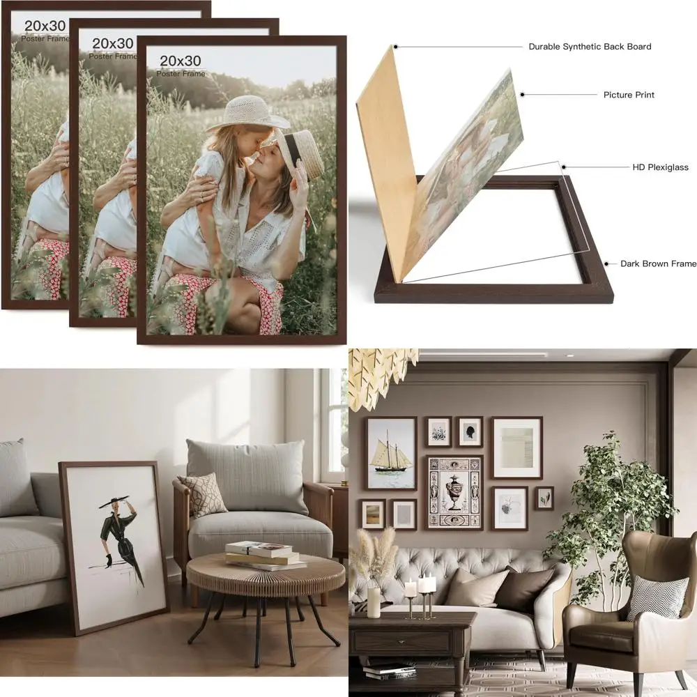 

Набор из 3-х рамок из темно-коричневого дерева 20x30 для настенной галереи (ореховая отделка)