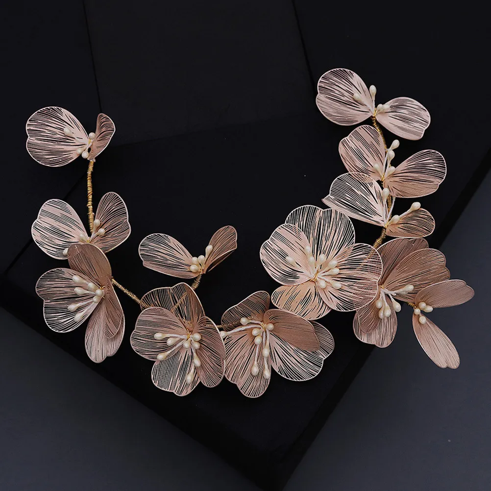 

Жемчужный ободок с лепестками ручной работы, свадебный аксессуар для волос, украшение для вечеринок и выпускных, элегантные женские модные свадебные украшения для волос