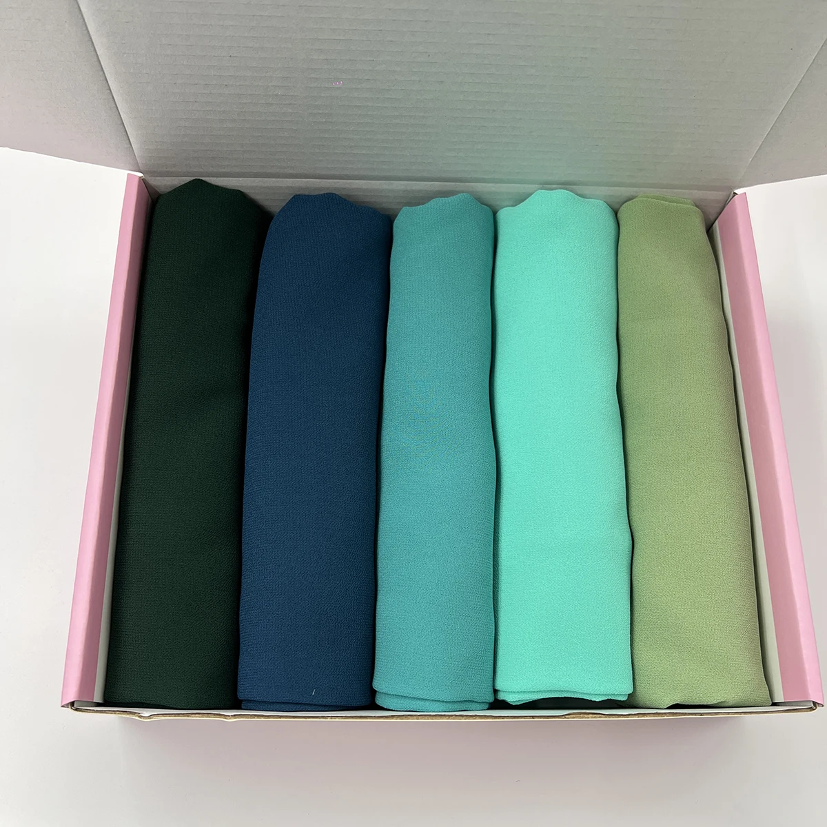 5PCS/Box Plain Hijab Bubble Chiffon Scarf Women Solid Color Muslim Shawls Hijabs Headband Islamic Headscarf Foulard Femme