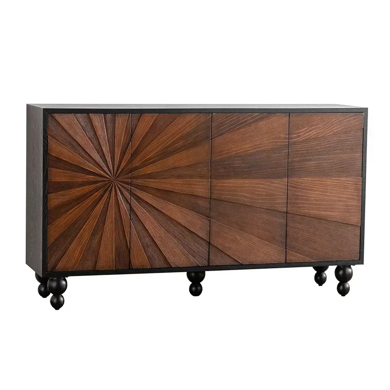 

American solid wood living room dining side cabinet retro and old entrance foyer entrance cabinet B & B small apartment storage