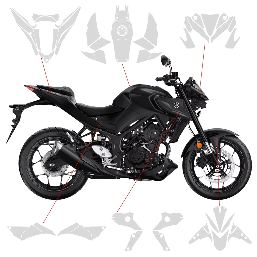 MT-03 / MT-25 PPF Motorcycle Protection Anti-scratch Film Fairing Protection For Yamaha MT03 MT25 TPU Paint Protection Film﻿