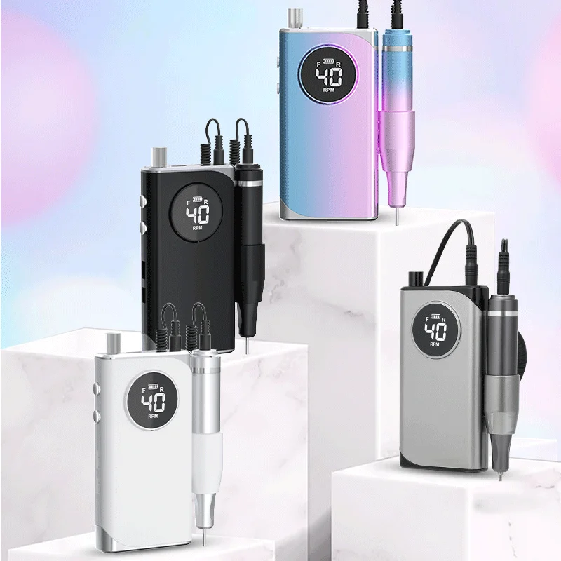 Professional Gradient Color 40000rpm Portable Rechargeable Nail Polisher Brushless Nail Drill Machine