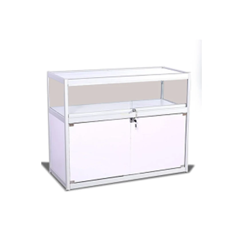 Custom.Lockable Simple Easy Assembled Gold Metal Frame Mobile Phone Counter Display Cabinet