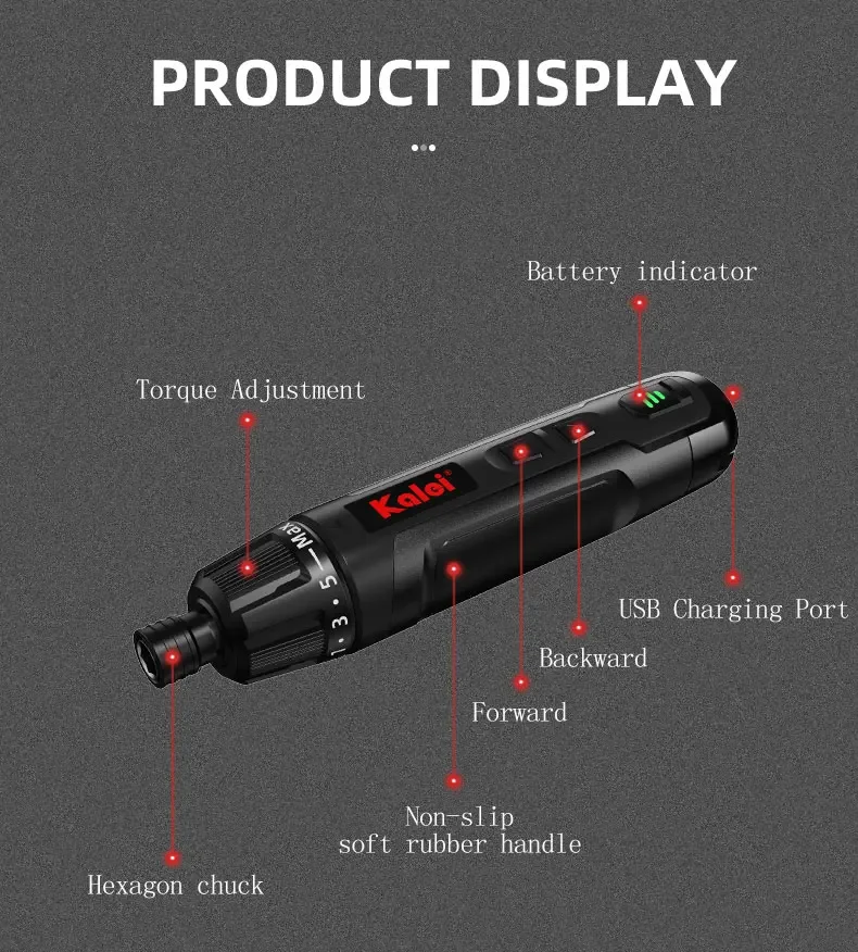 Jeu de tournevis électriques sans fil, source d'alimentation, batterie aste, 3.7V