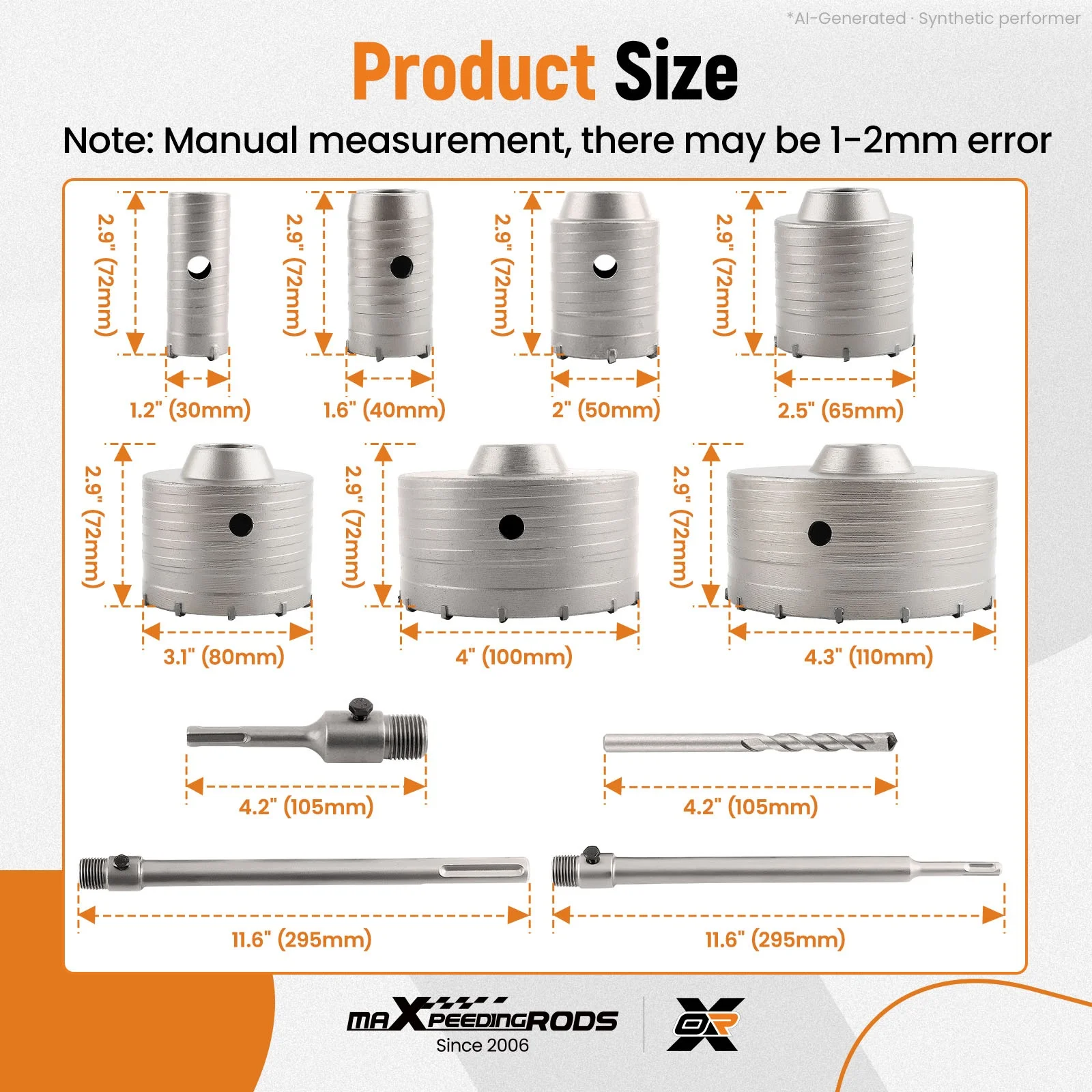 Concrete Hole Saw Set 16Pcs Tungsten Carbide Drill Bit for Brick Cement Wall