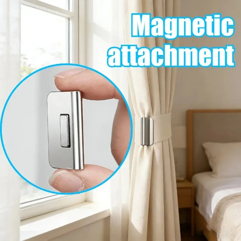 Strong Magnetic Curtain Clips Nail Free Blackout Closure Clips Keep Curtain Closed Prevent Light Leaking For Bedroom Office - view 3