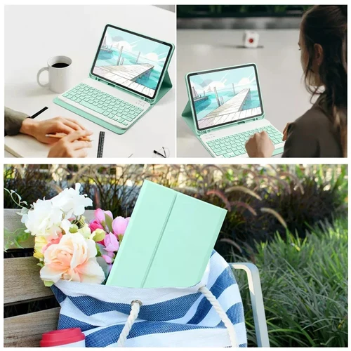 Imagen 2 del producto Funda con teclado para Xiaomi Redmi Pad SE de 11 pulgadas, funda con soporte multiángulo para teclado Bluetooth desmontable con portalápices