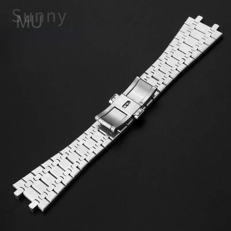 Stainless Steel Watchbands for AP Royal Oak 41mm 15400 15500 Double Press Butterfly Buckle 26mm with Concave-Convex Interface