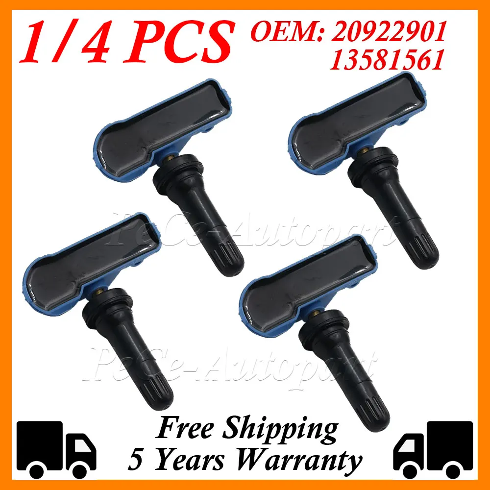 1/4PCS  Tire Pressure Sensor 20922901 13581561 For Cadillac Escalade Chevrolet Cruze Malibu GMC Yukon Opel TPMS 433MHZ 22853740