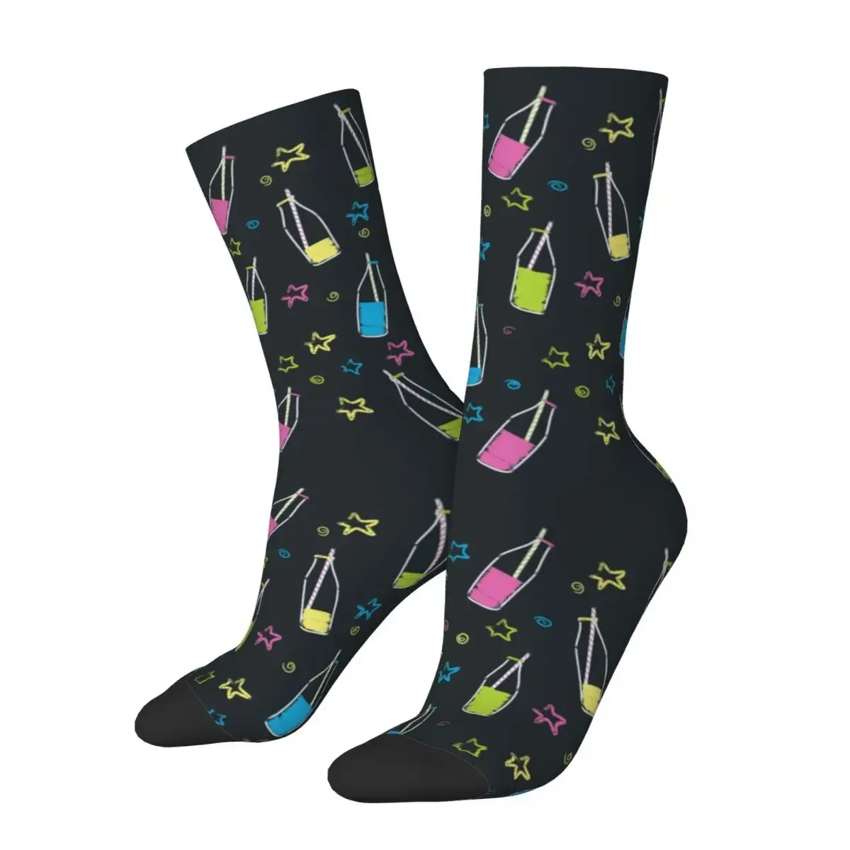 Lemonade Bottle Design Theme Crew Socks Merch for Unisex Cozy Printing Socks