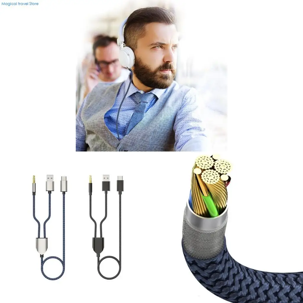 N2UB Type C to 3.5mm Aux Cable 2 in 1 Charging Cable Cord Connection Wire for S22/S22 S21 S20 Note 20 Phones