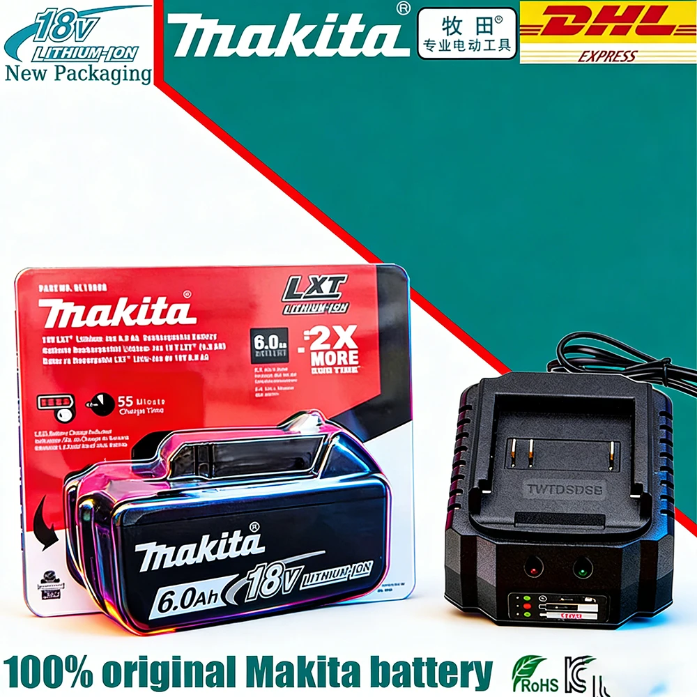 

100% Original Makita 18V 6.0Ah battery, for Makita BL1830， BL1830B， BL1840 ，BL1840B ，BL1850 BL1860B power tools battery