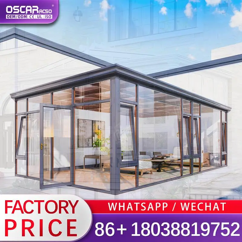 Modern Freestanding Aluminum Prefab Solarium Sunroom Kit for Hotels Winter Garden Glass House with 1 year Warranty High Reorder