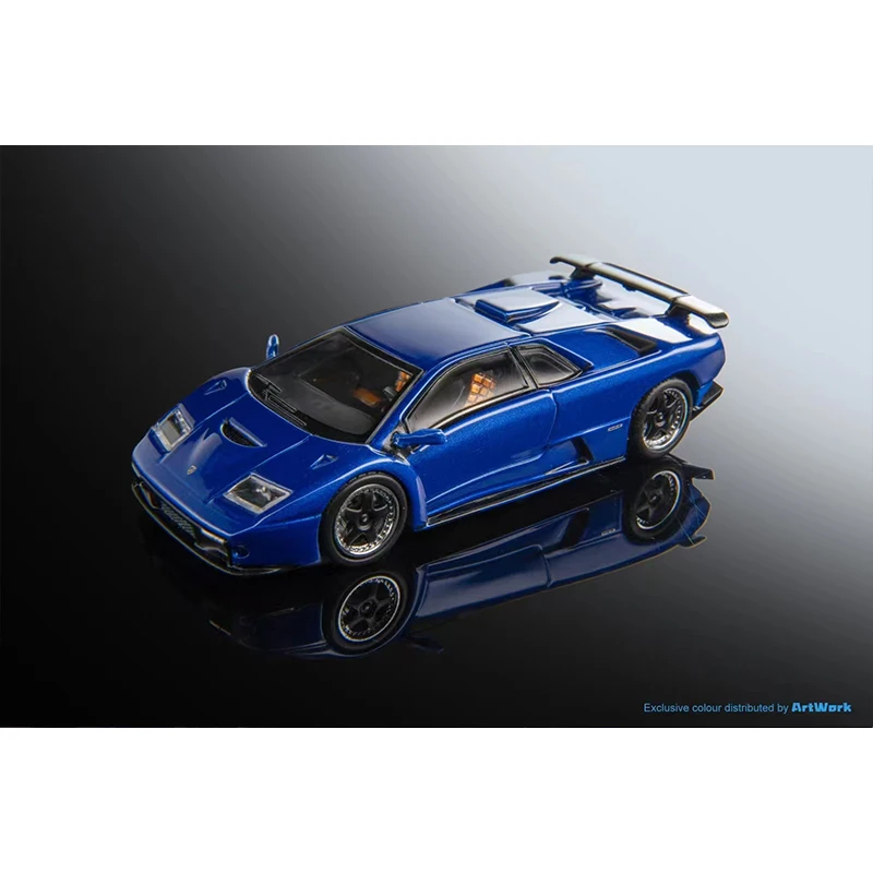 PreSale SH 1:64 Diablo GT Metallic Blue Opened Hood Diecast Diorama Car Model Toys Stance Hunters