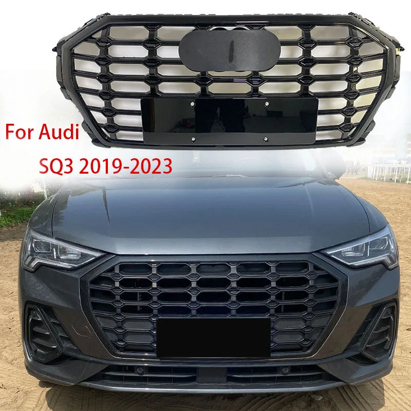 

Racing Grills For Audi SQ3 Q3sline Grill 2019 2020 2021 2022 2023 Honeycomb Hood Front Bumper Mesh Cover Plate Accessories