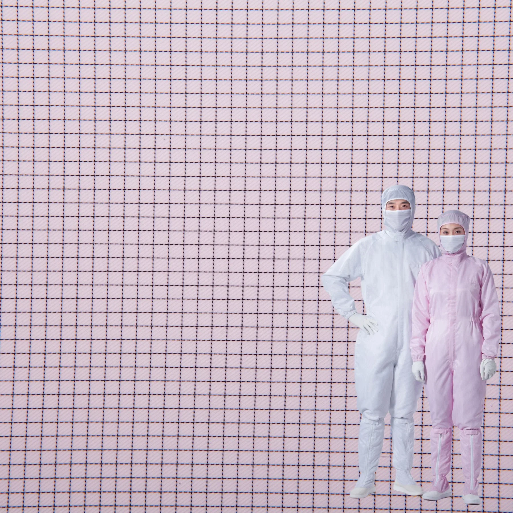 20PCS Cleanroom Conductive Dustproof 0.5cm Grid Anti Static Polyester Fabric Pink ESD Fabric For Cleanroom Work Uniform