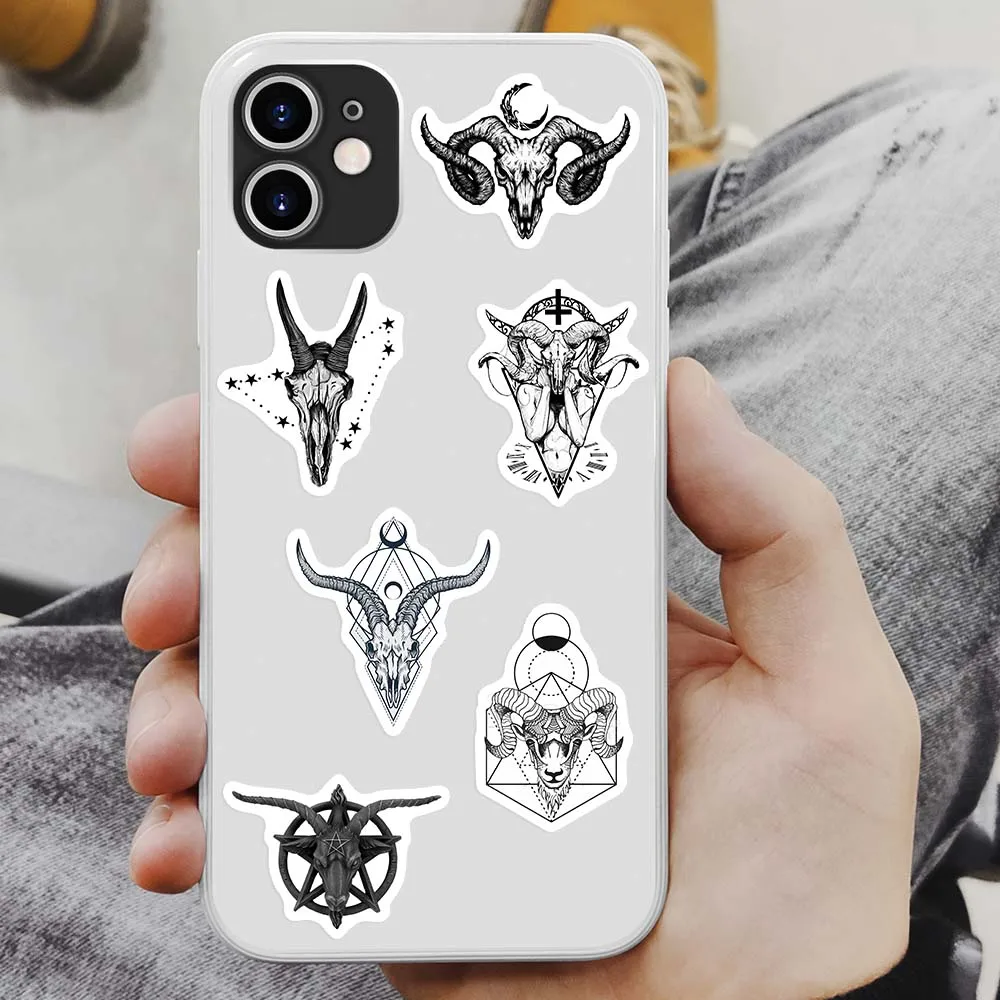 Demon Goat Head Dark Aesthetic Sticker Black White Tattoo DIY Toy Decorative Decal for Phone Luggage Laptop Scrapbook Waterproof