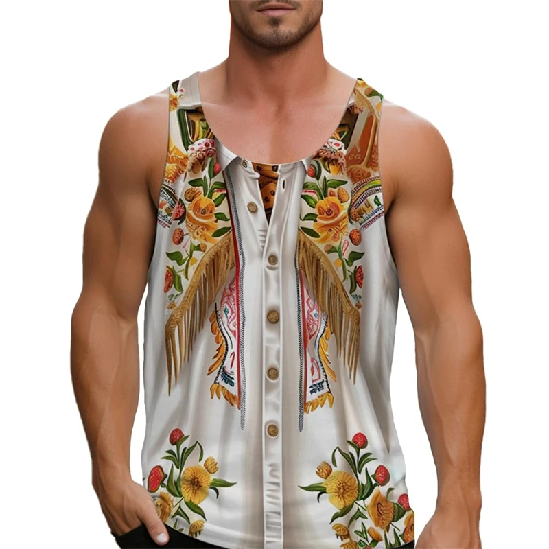 Cowboy Casual Men's Tank Tops 2025 Western Rodeo Mens Shirts Sleeveless Tank Top Gym Workout Graphic T-Shirts Summer Vest Tops