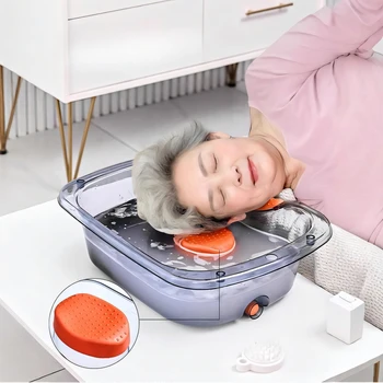 Lavabo da comodino portatile per pazienti costretti a letto a lungo termine e cura degli anziani Lavabo in plastica facile da usare per il lavaggio dei capelli degli anziani