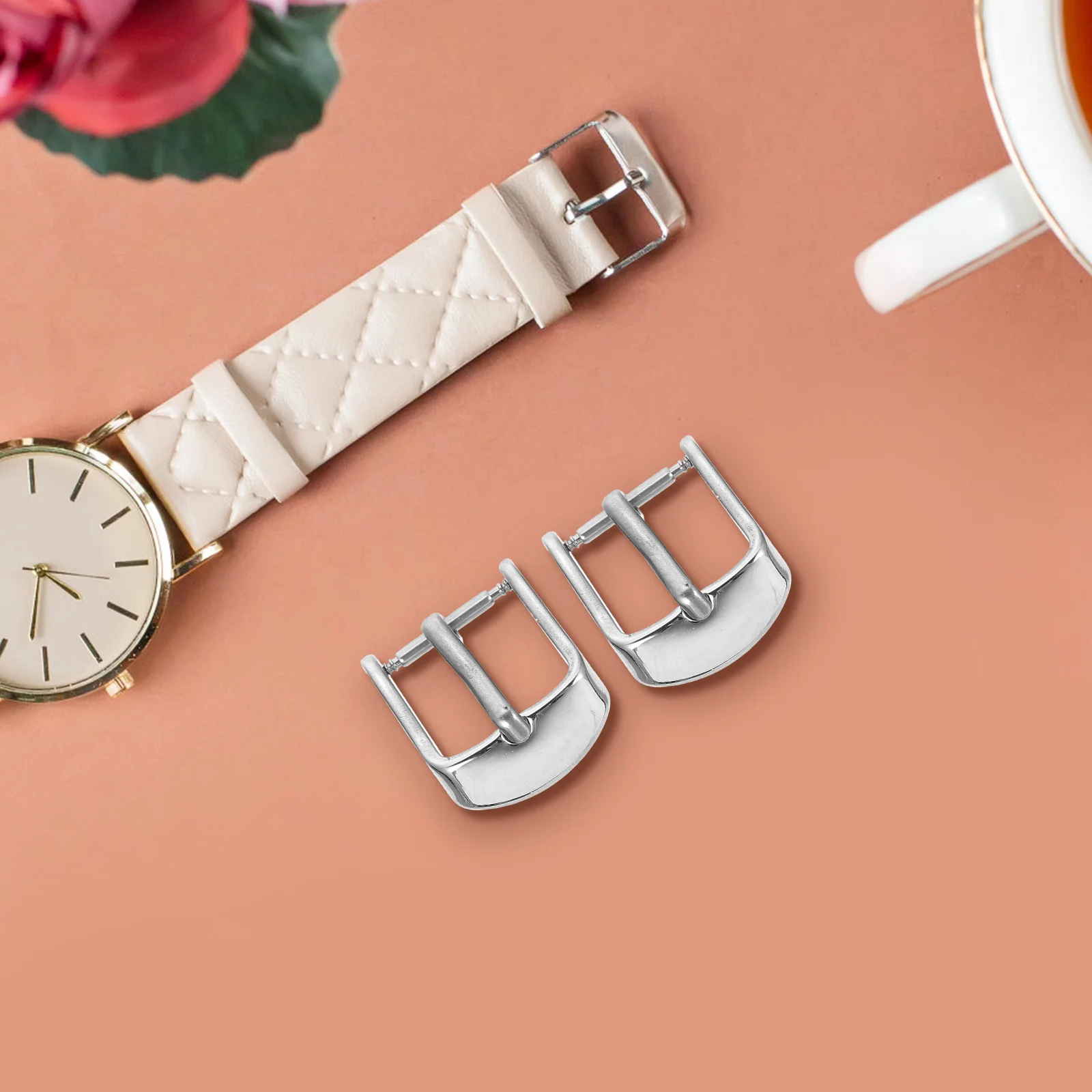 2 قطعة مشبك حزام الساعة من الفولاذ المقاوم للصدأ متين وسهل الاستخدام وصناعة متقنة ومشبك بديل عملي وإبزيم ساعة