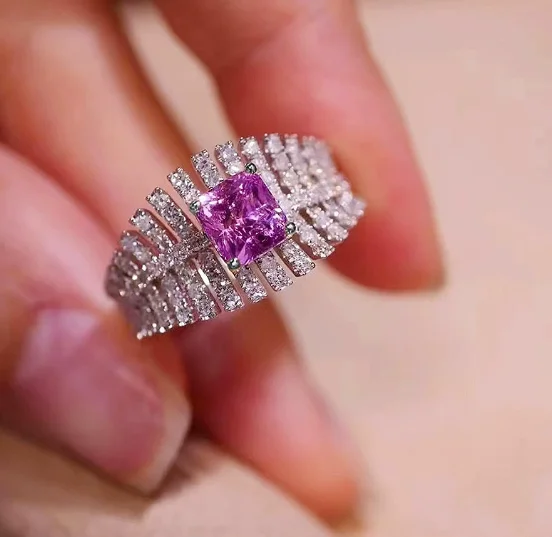 

silver 925 rings for women europian styles purple zircon finger rings size 5-9