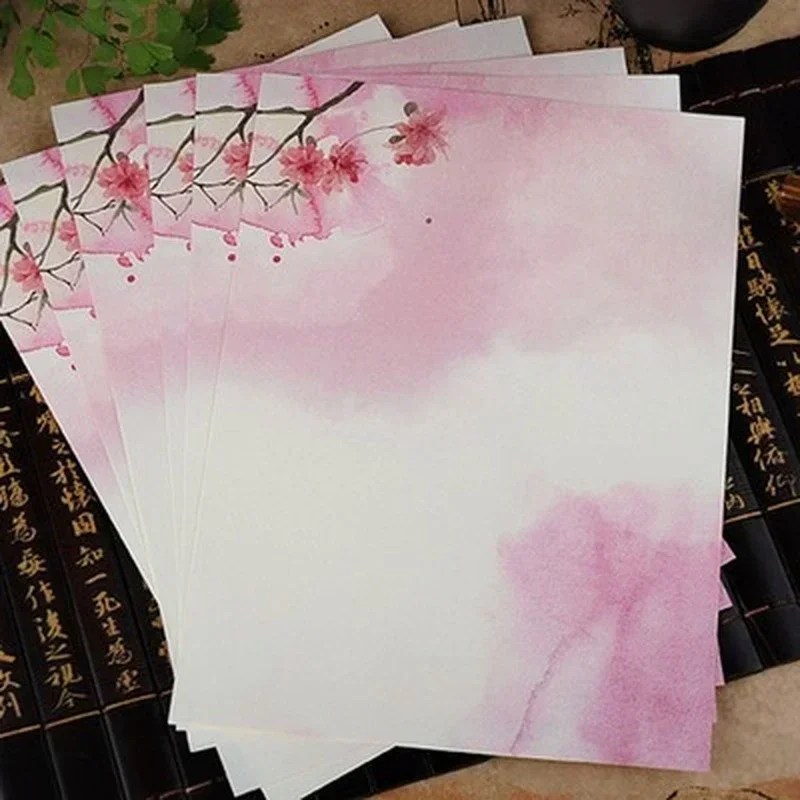 8PCS Letter Papers Traditional Chinese Style Flower Letter Paper Student Teacher Stationery Festival Letter Papers