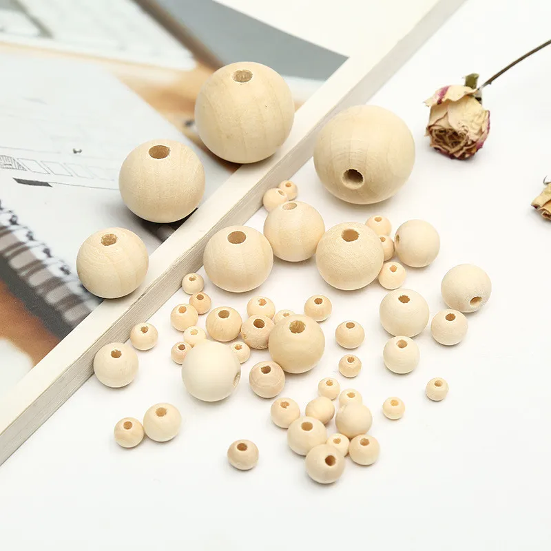 1-500pcs Natural Wood Beads Round Loose Wooden Beads DIY 12/14/16/18/20/25mm for Bracelet Necklace Accessories Jewelry Making