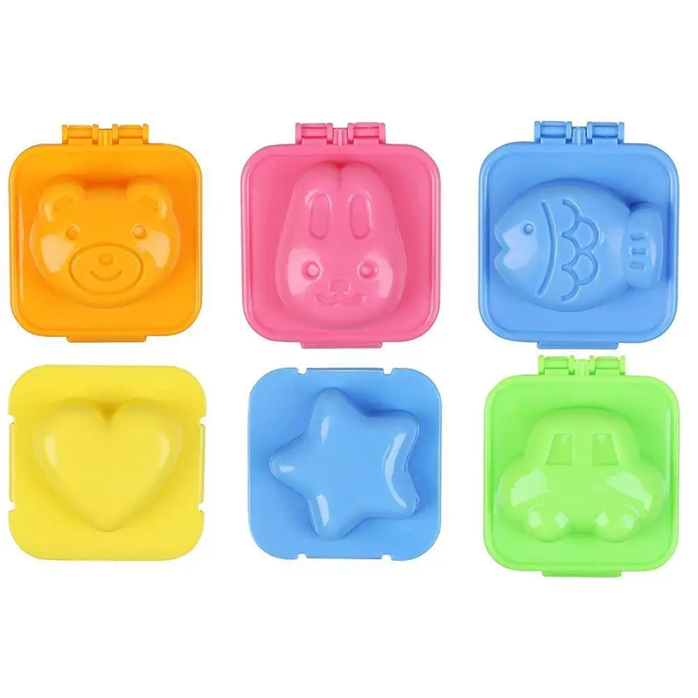 6PCS Cartoon Cute Boil Egg Mold Fish Car Heart Shape Egg Sushi Rice Mold Mould/Decorating Fondant Cake Tool Bento Accessories